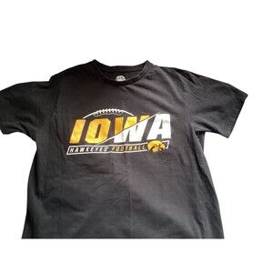 Iowa Hawkeyes Football Shirt Black Short Sleeve Medium NCAA Team Logo